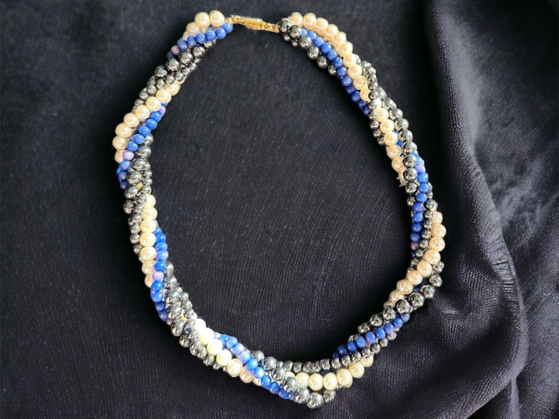 Ketten: Halskette mit blau Perlen Luxus-Modeschmuck, Vintage – Gebraucht aus Lamone von LaCantinaMagica 5