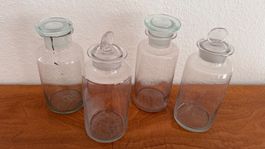 4er Set Apothekerflaschen, Glasflaschen mit Glasstopfen