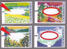 ATM 11-14_SERIE: 4x Abart "LEERDRUCK" ! **