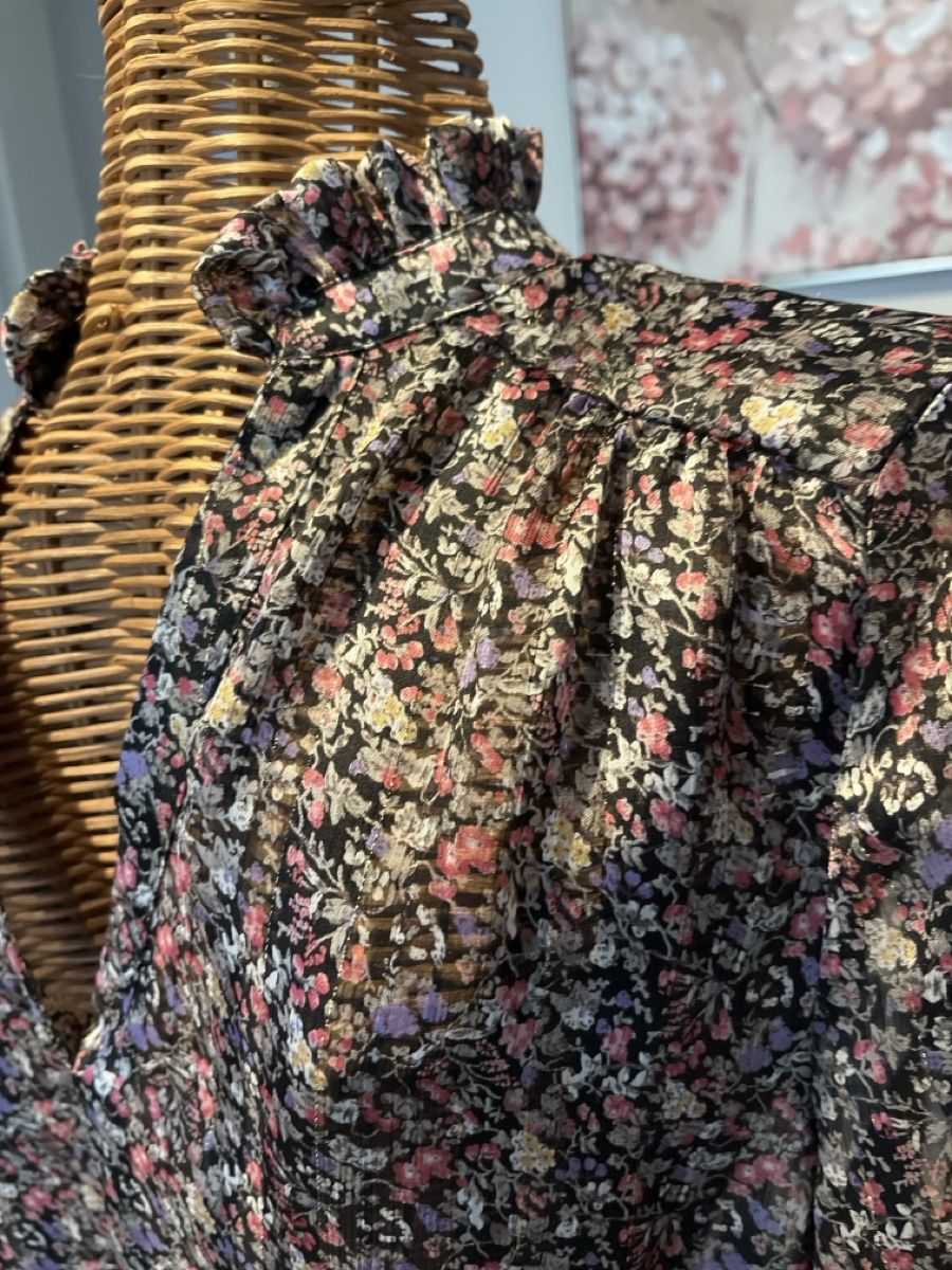 Morgan Camicette: Bluse mit Blumenmuster, Lurex, Morgan,  34/36 – Usato da Solothurn venduto da Bobesch08 2