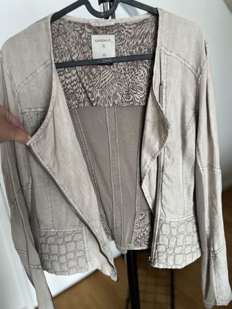 Sandwich Leinenjacke Gr. 38 Beige Top Zustand Sommer!