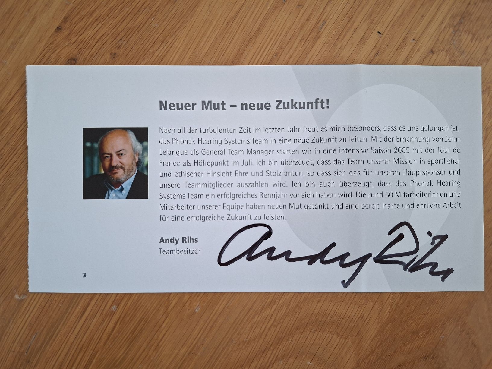 Autogramme: Andy Rihs Autogramm (Team Phonak, Bsc YB) – Gebraucht aus Thun von wuschu