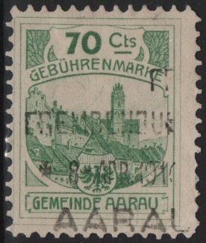 Tutti i francobolli: 70 Cts. Fiskalmarke der Gemeinde AARAU – Usato da Eglisau venduto da Chperfins