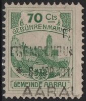 70 Cts. Fiskalmarke der Gemeinde AARAU