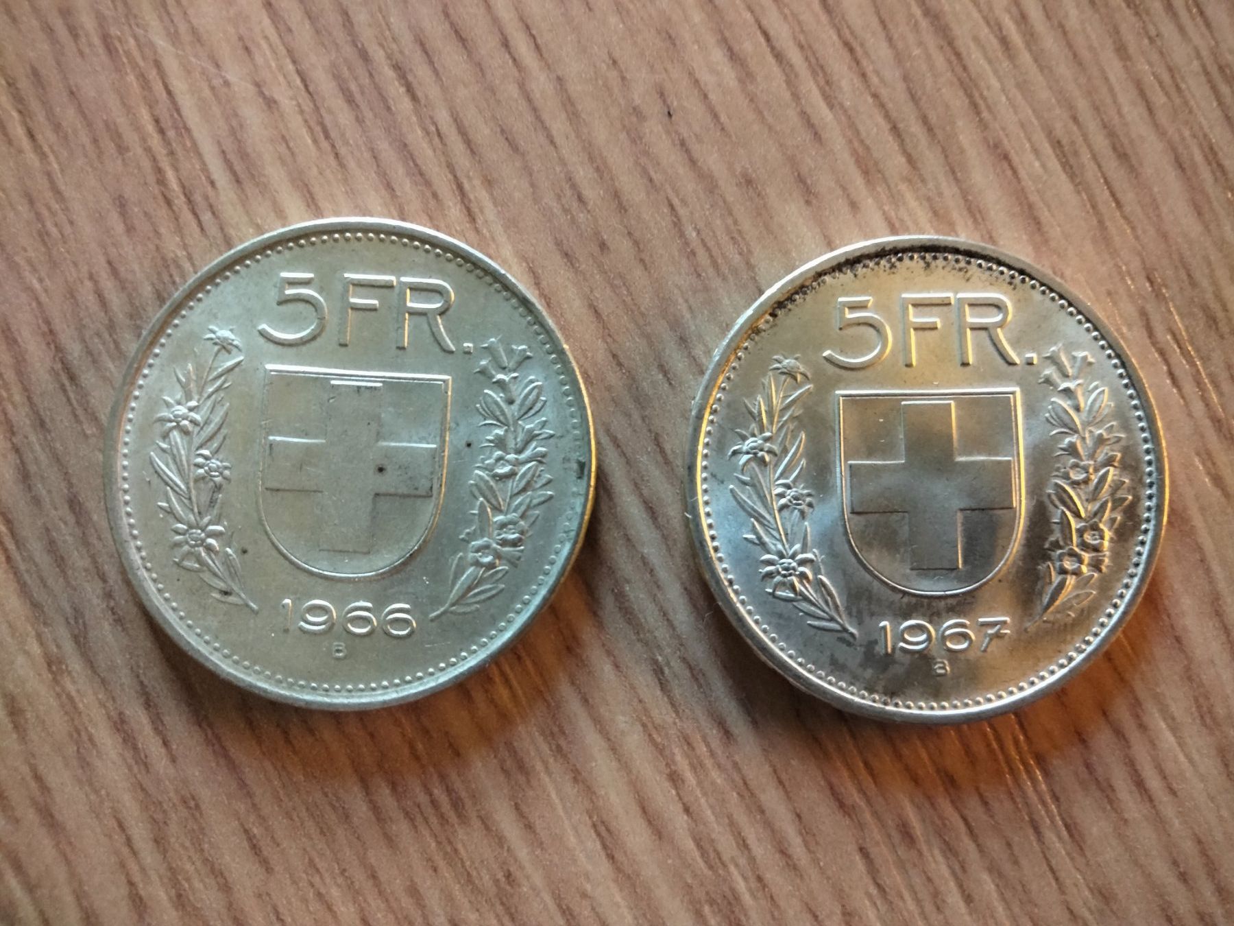 Tutti le monete: 5 Franken Silber 1966 und 1967 – Usato da Seengen venduto da Charlie67
