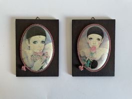 2 kleine Pierrot Bilder, Kunsthandwerk, Unikate, 80er Jahre