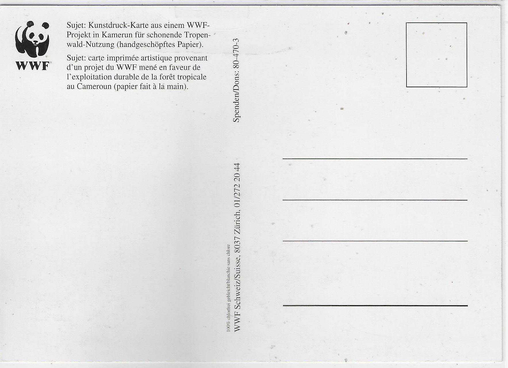 Cartoline postali: Elefant - WWF Projekt Kamerun – Usato da Ettingen venduto da Kartenplanet 1