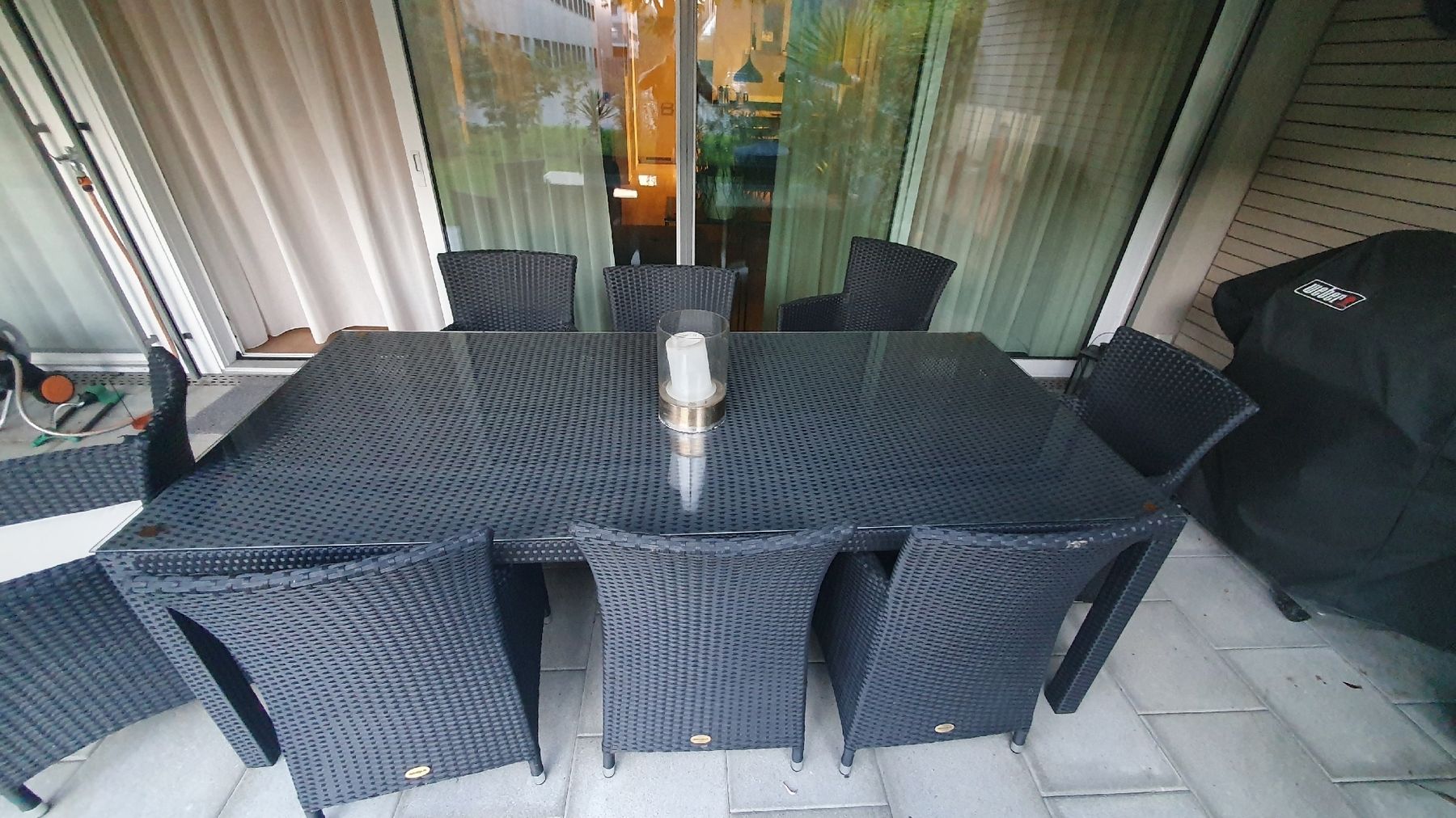 Tischset: Gartentisch mit Glasplatte 8 Stühlen aus Rattan – Gebraucht aus Steinach von dos_1991
