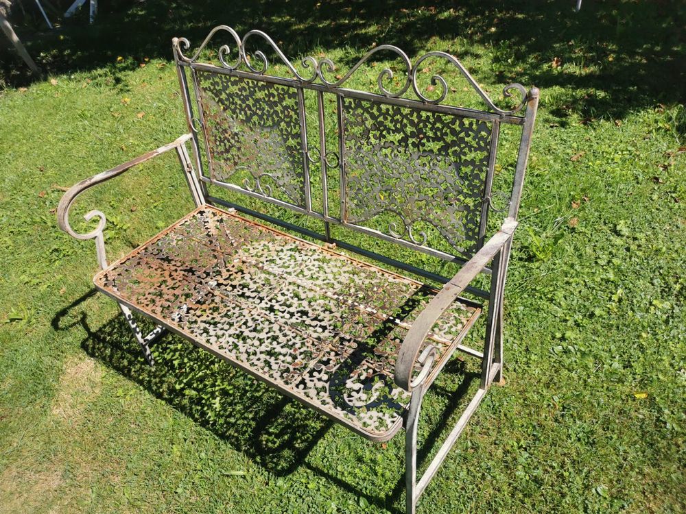 Vintage Gartenbank Metall Shabby Chic faltbar 100x92x46cm Kaufen auf
