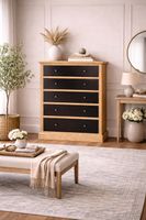 Elegante Designer-Kommode aus Massivholz – Schwarz & Natur