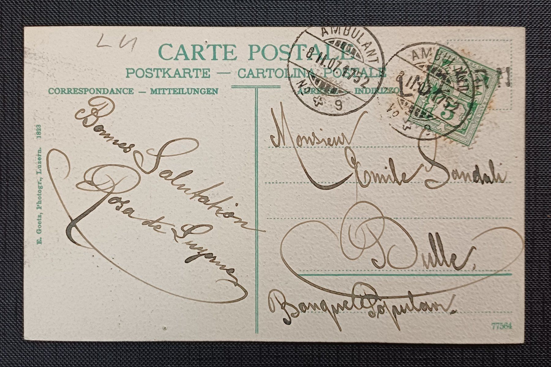 Cartoline postali: AK Kaserne LUZERN 1907 – Usato da Brittnau venduto da simionius 1