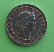 5 Rappen Münze 1929. Ku-Ni.
