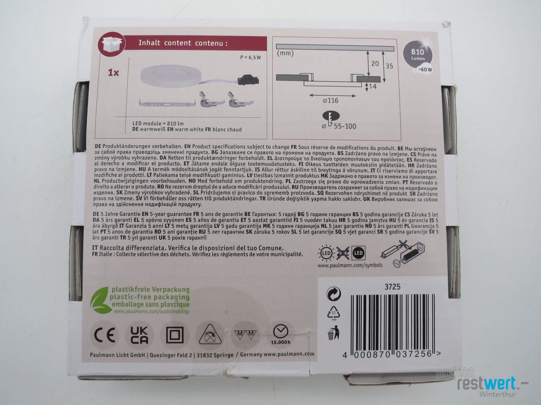 Paulmann Lampadari & plafoniere: PAULMANN Einbaupanel – Usato da Winterthur venduto da Restwert_Winterthur 2