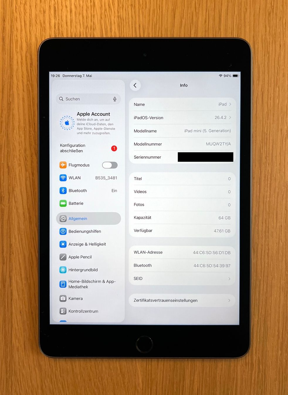 Apple Tablet PC: iPad mini (5. Generation) 2019 - 64GB - iPadOS 26 – Usato da Erlinsbach venduto da availe 4