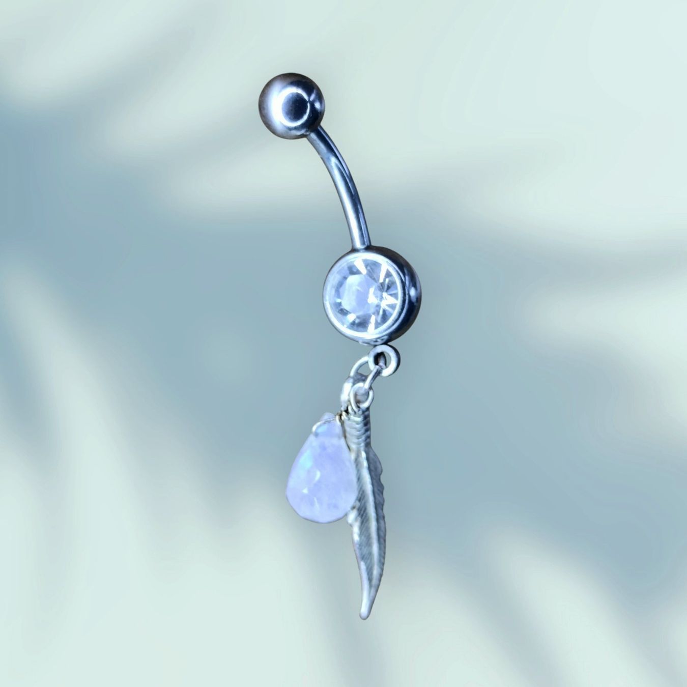 Gioielli per piercing: Bauchnabelpiercing mit 925 Silber Feder & Mondstein – Nuovo (secondo la descrizione) da Schwyz venduto da els_7cys 2