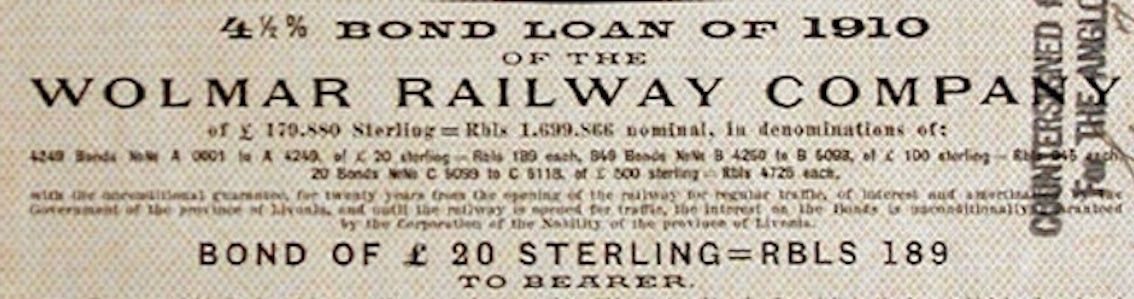 Documenti: Wolmar Railway Company, Riga - 1910 – Usato da Solothurn venduto da Sgasche 1