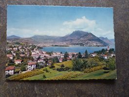 Ansichtskarte Lugano mit Berg und See, gebraucht