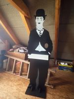 Charlie Chaplin Servierfigur / Deko-Figur aus Holz, 155 cm