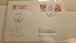 1948 FDC Kehrdruck mit Zwischensteg Berna