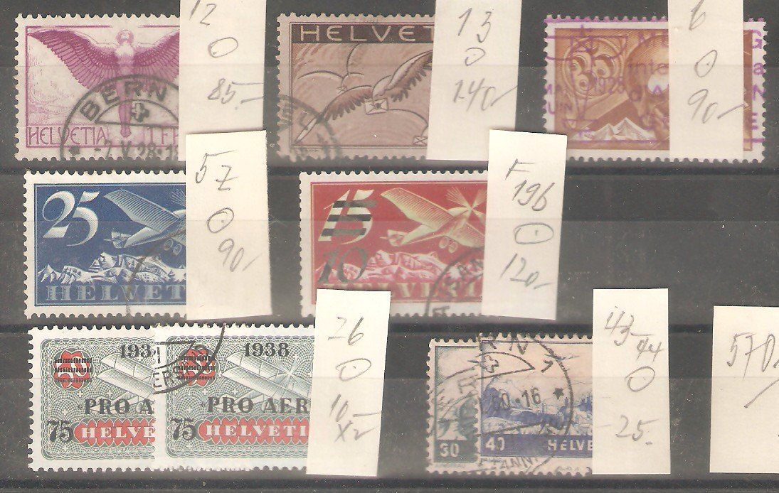 Tutti i francobolli: 9 Luftpost gest. – Usato da Lausanne venduto da Whorvath