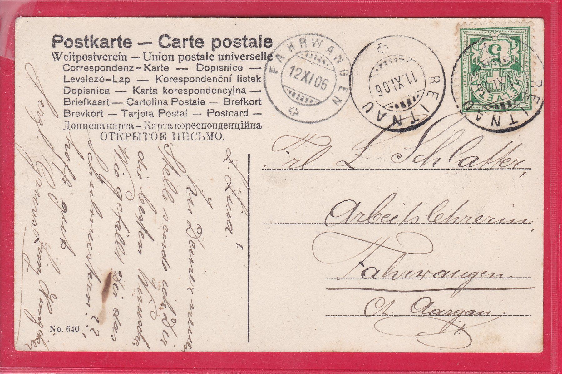 Cartoline postali: MEIN GLÜCKSTERN, 11.11.1906 – Usato da Oberrieden venduto da Gebirgsstelze 1