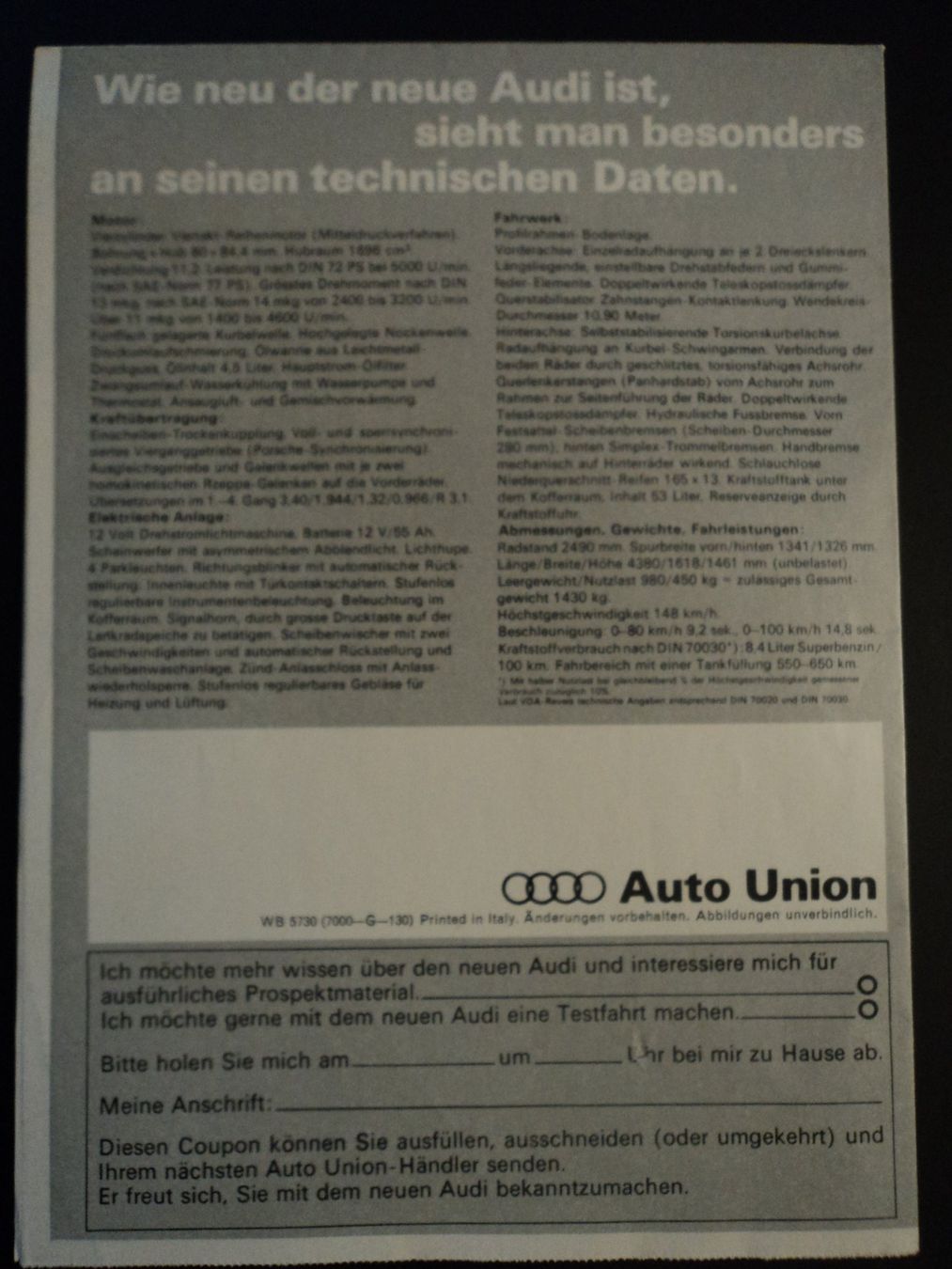 Documents: Prospekt Audi Auto Union ca. 1966 – D'occasion à Schwarzenburg par modelCARama 5