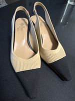 Miss Elastic slingback heels 38 beige & black tip