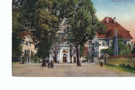 Mariastein, Kirchplatz, Kloster, belebter Platz m.Personen