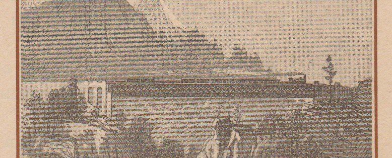 Posters & Illustrations: Intschi  UR   :   altes Bild mit Eisenbahn über Brücke – D'occasion à Vitznau par Mina60 2