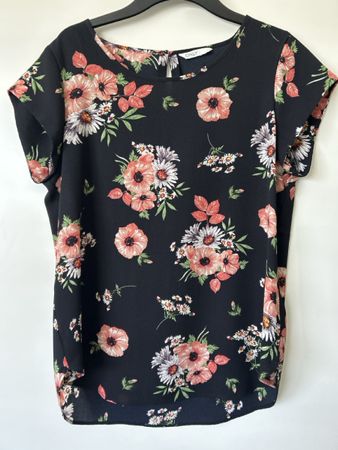 Bluse von Only, Grösse 40, blau mit Blumenprint