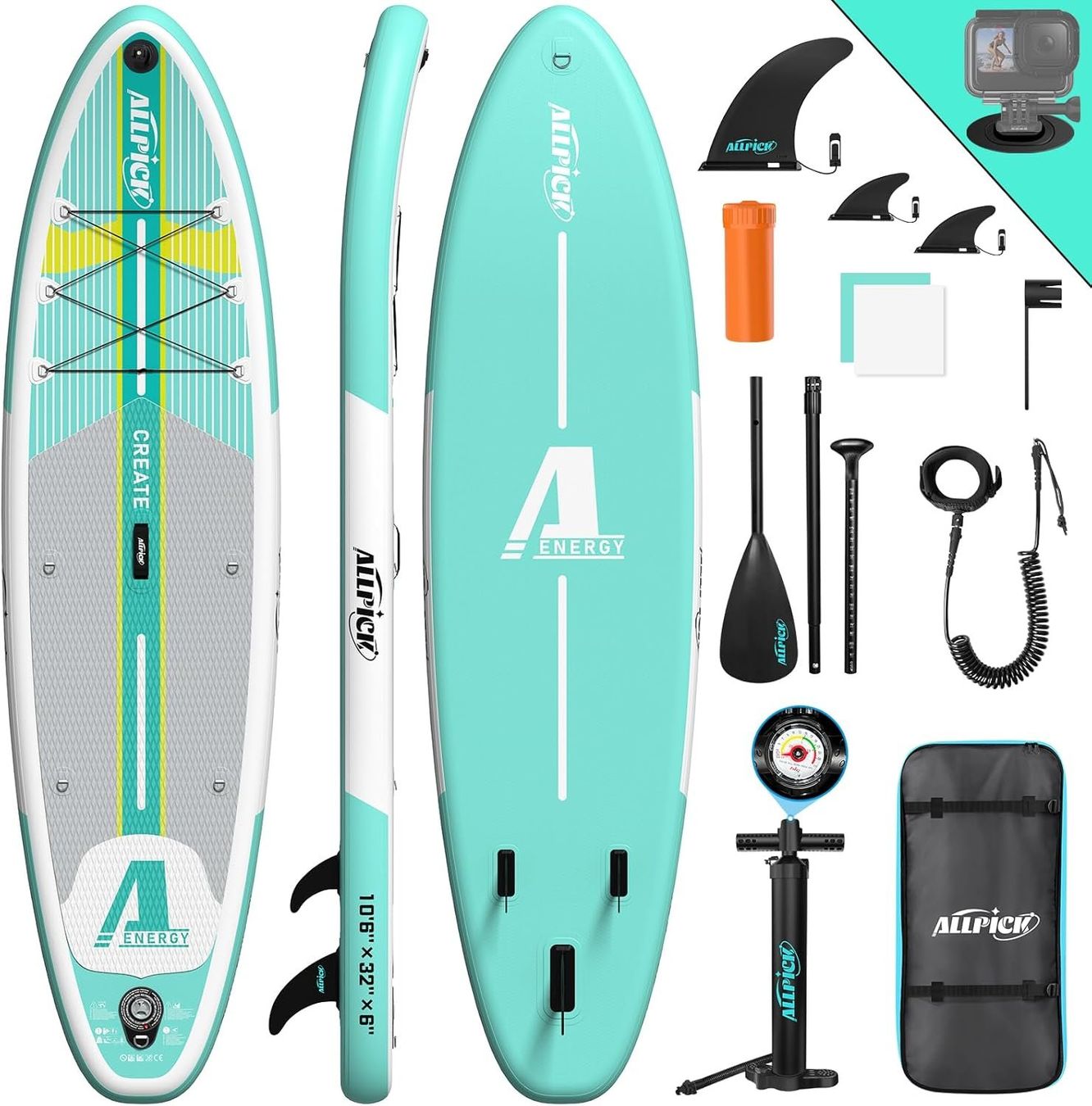Tavole da surf e di nuoto: SUP Board 320cm aufblasbar Set Paddleboard Stand Up SUP NEU – Nuovo e nell'imballaggio originale da Wittenbach venduto da VELARO