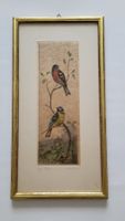 Orig. Radierung  Vögel auf Japanpapier, über eckvergoldet