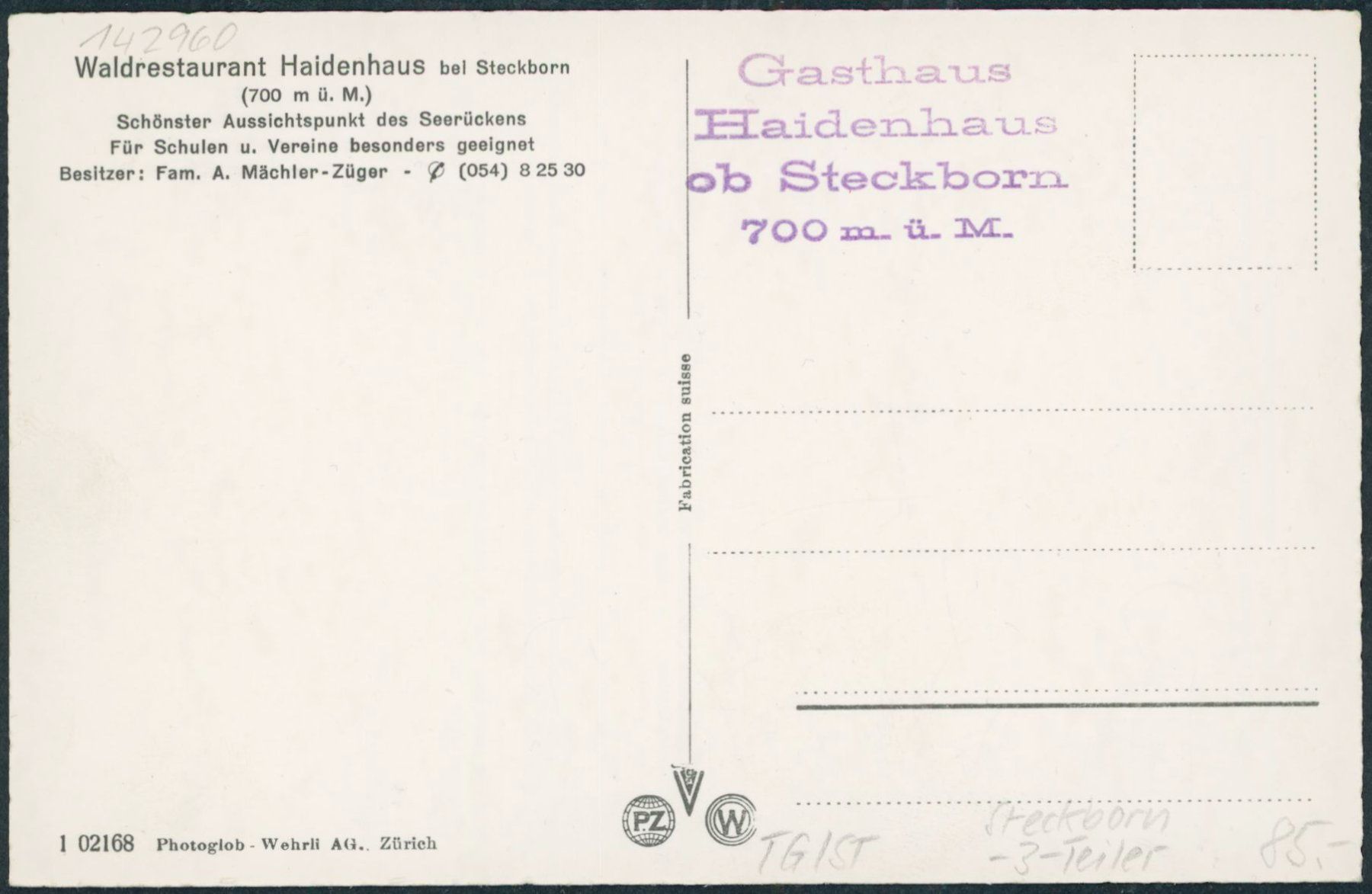 Cartoline postali: TG Steckborn – Nuovo (secondo la descrizione) da Schindellegi venduto da Jonathan77 1
