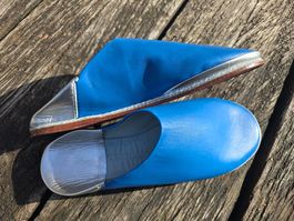 Babouches: Leder royalblau/silber (42)-ANGEBOT