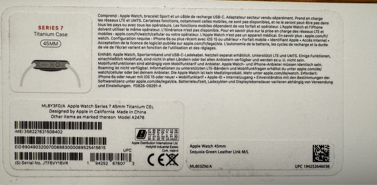 Apple Smartwatch: Apple Watch Series 7, 45mm, Titanium CEL – Gebraucht aus Mels von  6