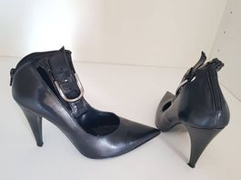 Highheels Leder schwarz mit Schnalle Gr. 41