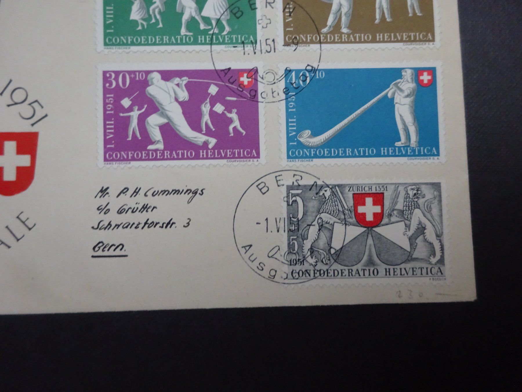 Tutti i francobolli: 1951 Pro Patria FDC BERN Illustriert - LUXUS – Usato da Appenzell-Steinegg venduto da adi1975 2