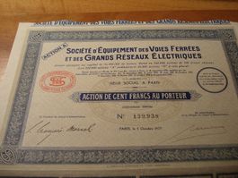 Alte Eisenbahnaktie Frankreich 1929, Eisenbahnausrüstung