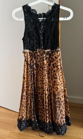 Dolce & Gabbana Kleid Spitze & Leo-Print Vintage (CH: 32/34)