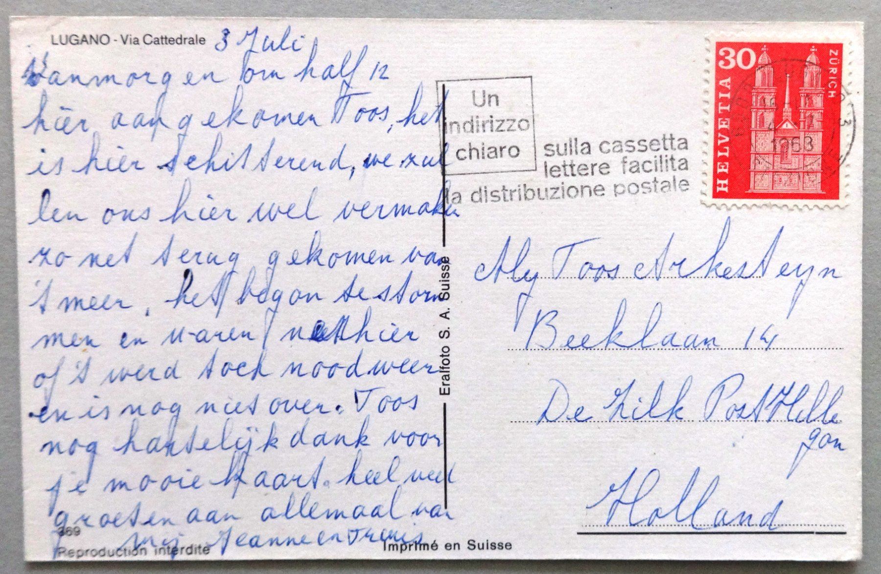 Cartoline postali: Lugano - Via Cattedrale – Difettoso da Fétigny venduto da Billy2miny 1