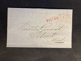 USA 1846 Vorphilabrief PAID Boston Detroit Rechnung