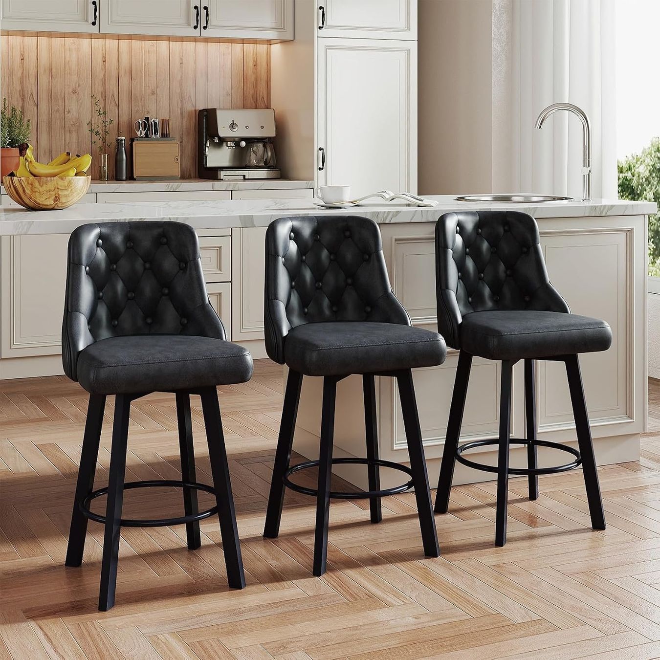 Hocker: Barhocker 4er Set PU-Leder wasserdicht Schwarz – Neu und originalverpackt aus St. Gallen von VerkaufsMaus50 7