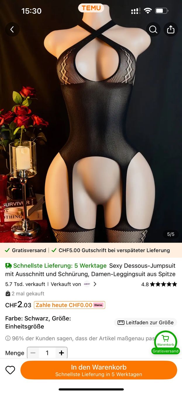 Sonstige Unterwäsche: Sexy Dessous Einteiler One Size – Neu und originalverpackt aus Uetendorf von Stoun 5