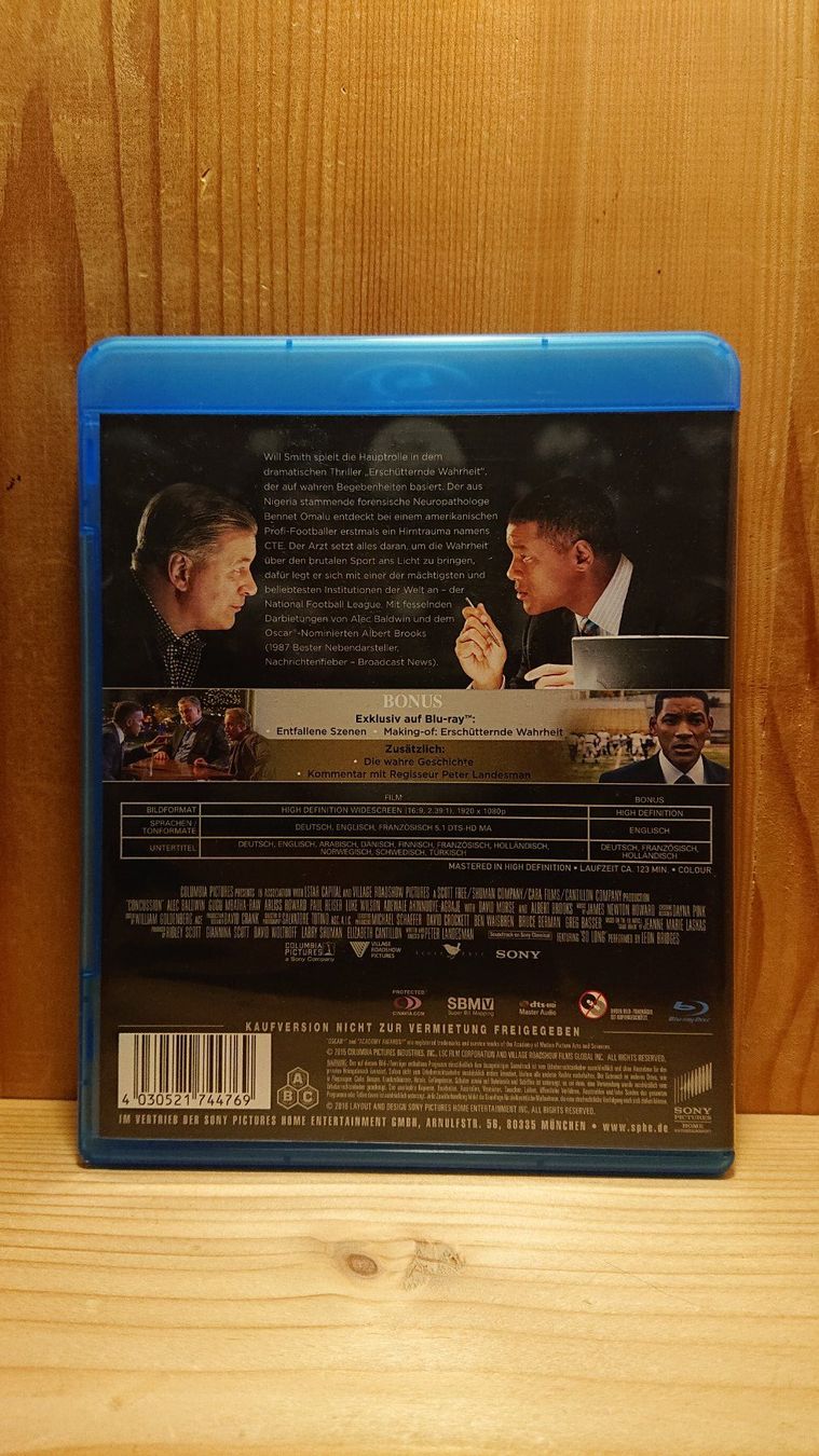 Tutti i DVDs: ERSCHÜTTERNDE WAHRHEIT Blu-Ray mit Will Smith – Usato da Wilderswil venduto da Exebub 1