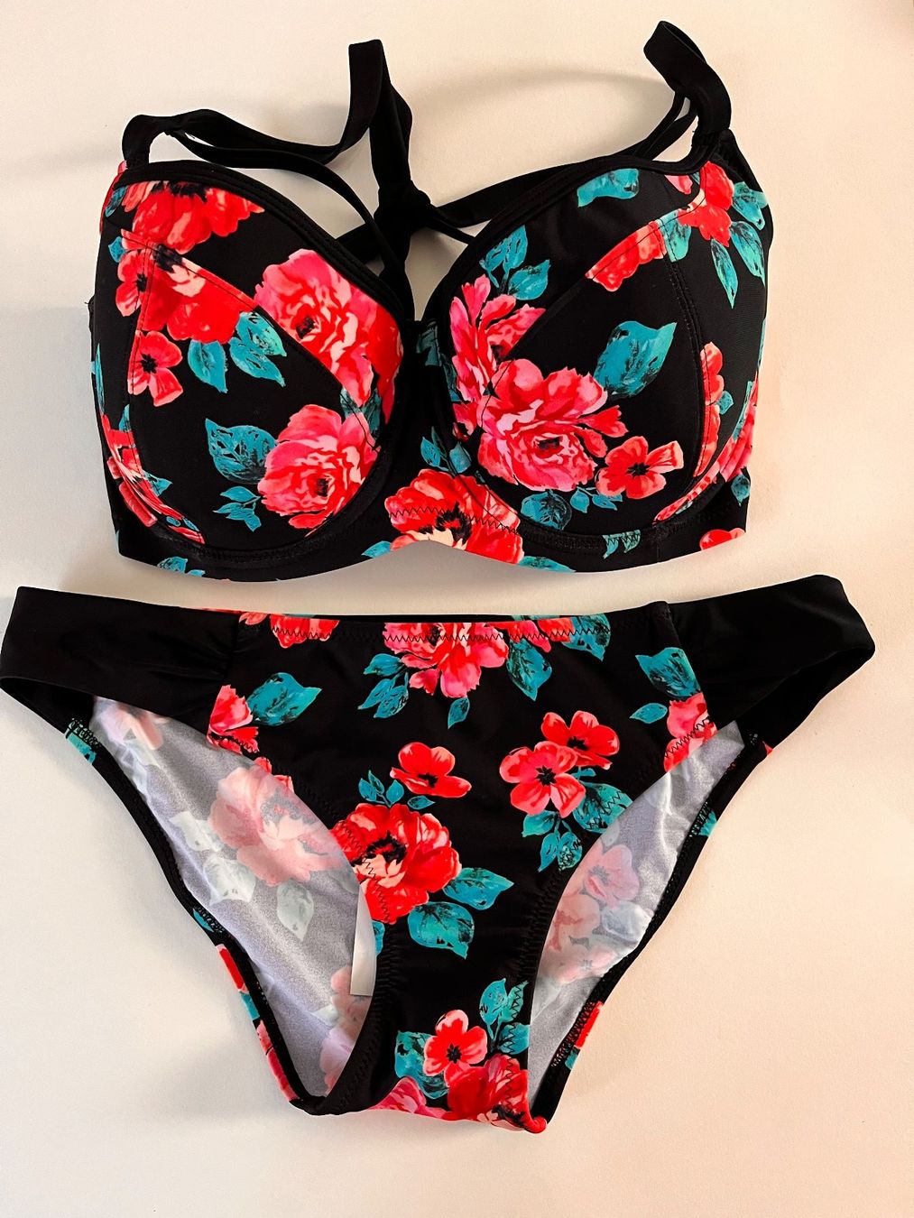 Costumi da bagno & Bikini: POUR MOI, Bikini, Grösse 70H/40, Farbe Schwarz/Blumen – Nuovo e nell'imballaggio originale da Rudolfstetten venduto da gst_g7xl 5