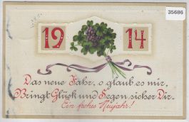 Neujahrs Glückwunsch Jahreszahl 1914 - Präge-Litho
