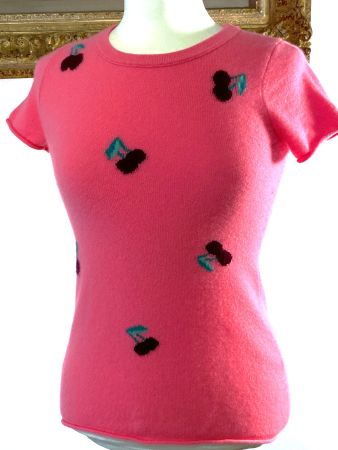 J.CREW Cashmere Pullover Cherry Kirschen pink XS