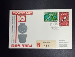 Swissair Erstflugbrief Zürich-Tokyo ab Liechtenstein 1974