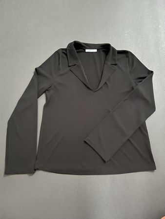 Langarmshirt schwarz mit Kragen, ZARA - Gr. XS