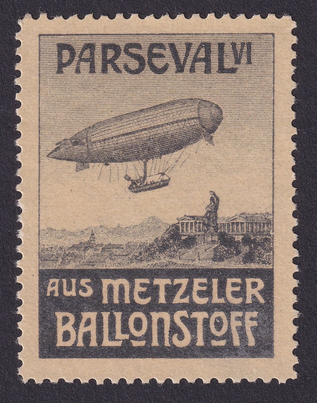 Tutti i francobolli: Flugspende Vignette 1912.6Bf schwarz, Parseval VI, Metzeler – Usato da Ebikon venduto da SilvioFreund
